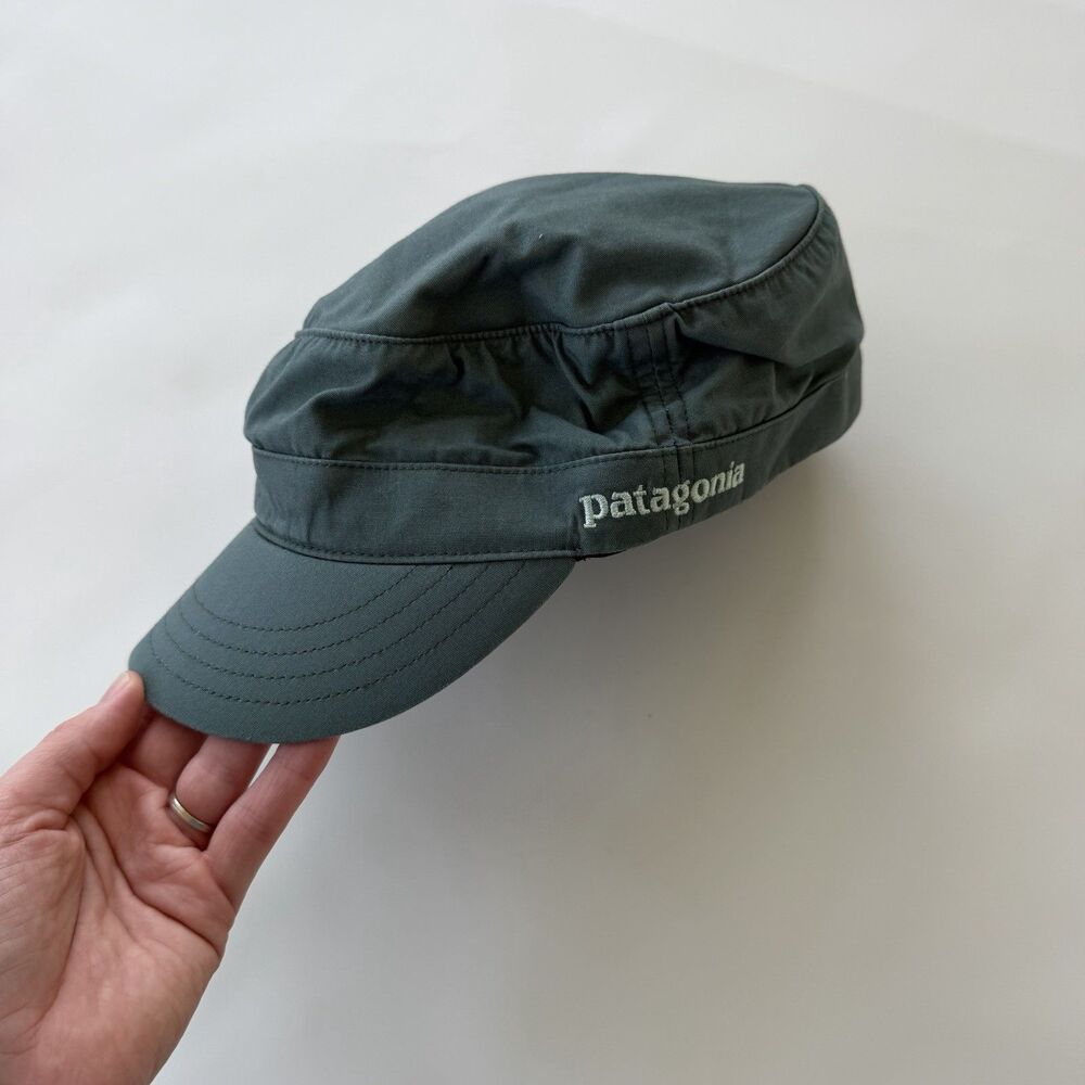 Rare Patagonia Military Style Cadet Work Cap Flat Top Green - Size Medium